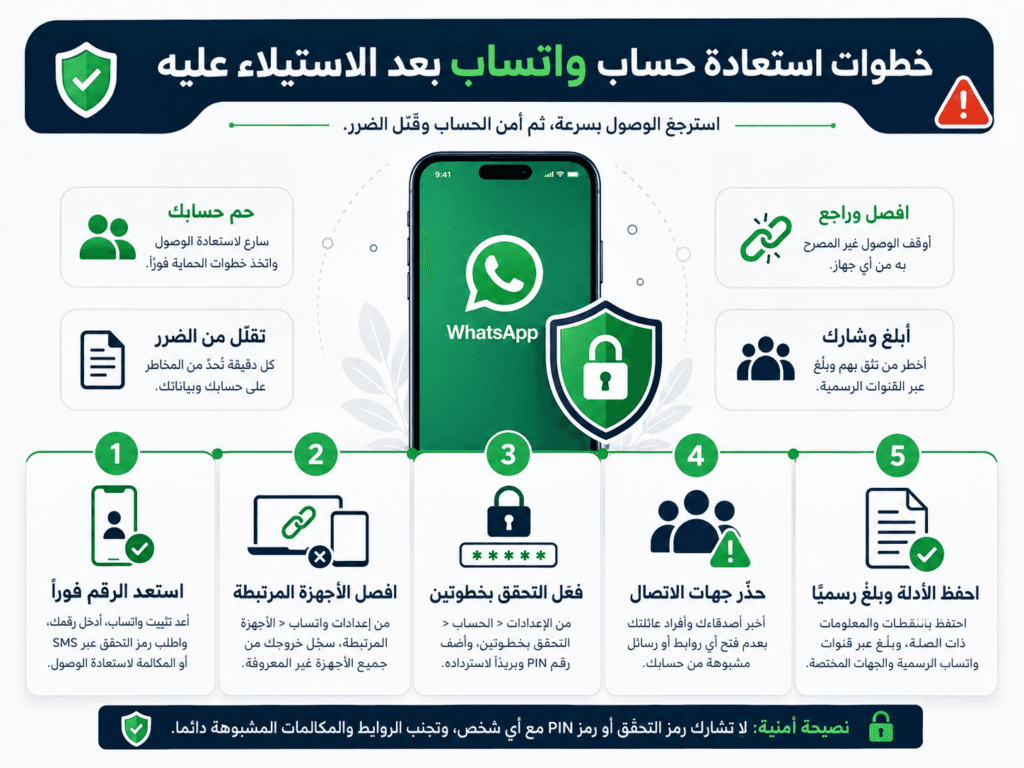 خطوات استعادة حساب واتساب بعد الاستيلاء عليه وتأمينه