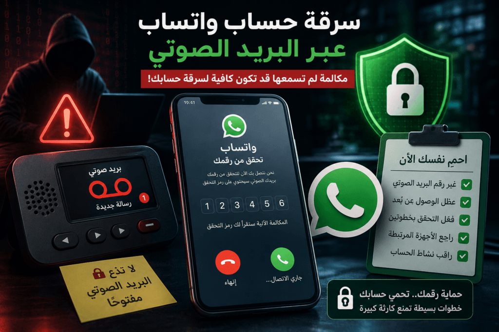 سرقة حساب واتساب عبر البريد الصوتي مع مكالمة تحقق تنتقل إلى صندوق بريد صوتي غير محمي