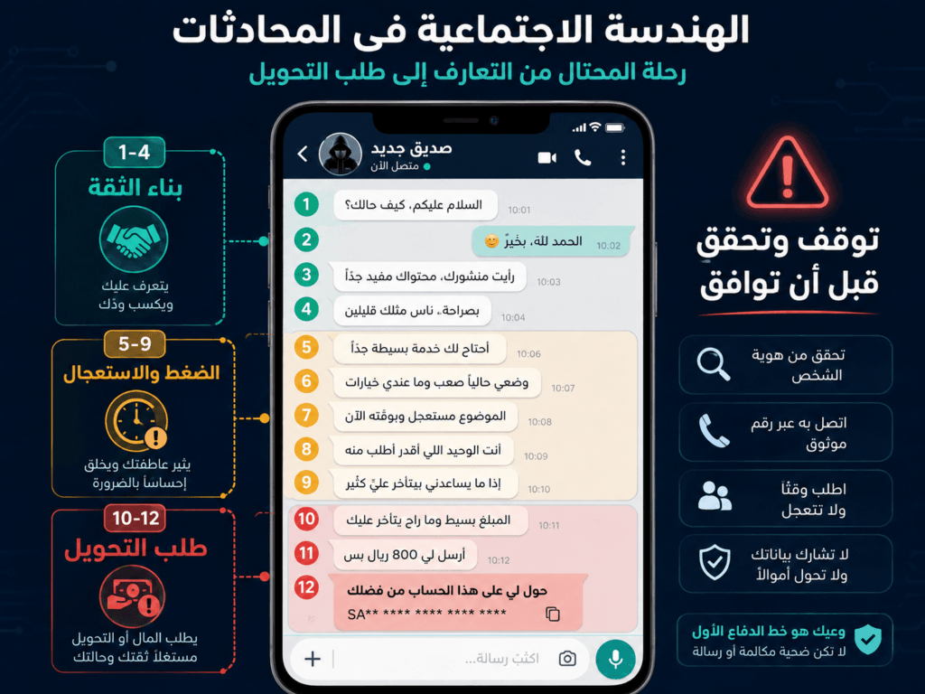 تسرق موافقتك في 12 رسالة عبر الهندسة الاجتماعية في المحادثات