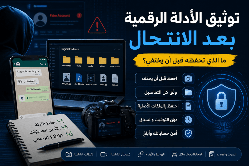 توثيق الأدلة الرقمية بعد الانتحال وحفظ الرسائل والملفات الأصلية