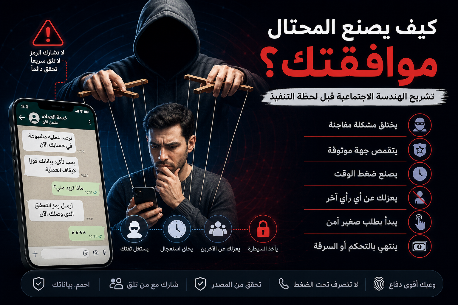 كيف يصنع المحتال موافقتك؟ تشريح الهندسة الاجتماعية قبل لحظة التنفيذ