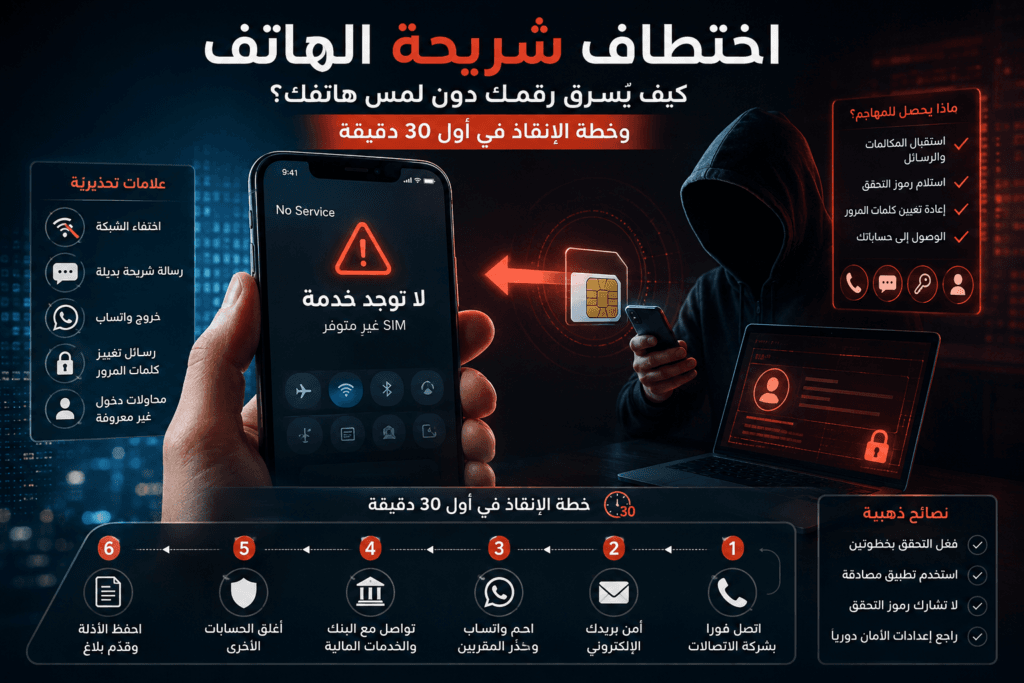 اختطاف شريحة الهاتف وعلاماته وخطة الإنقاذ خلال أول 30 دقيقة